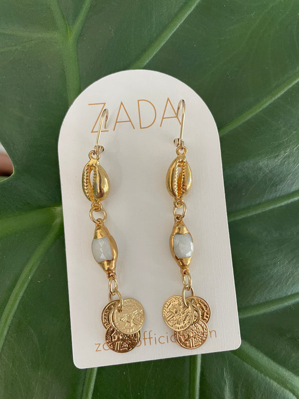 Cowry Shell & Moonstone Earrings