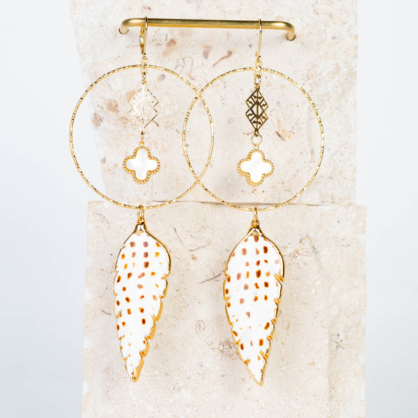 Mother Of Pearl Feather Dream Catcher Earrings