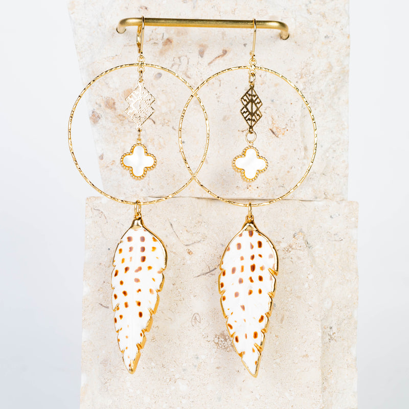 Mother Of Pearl Feather Dream Catcher Earrings