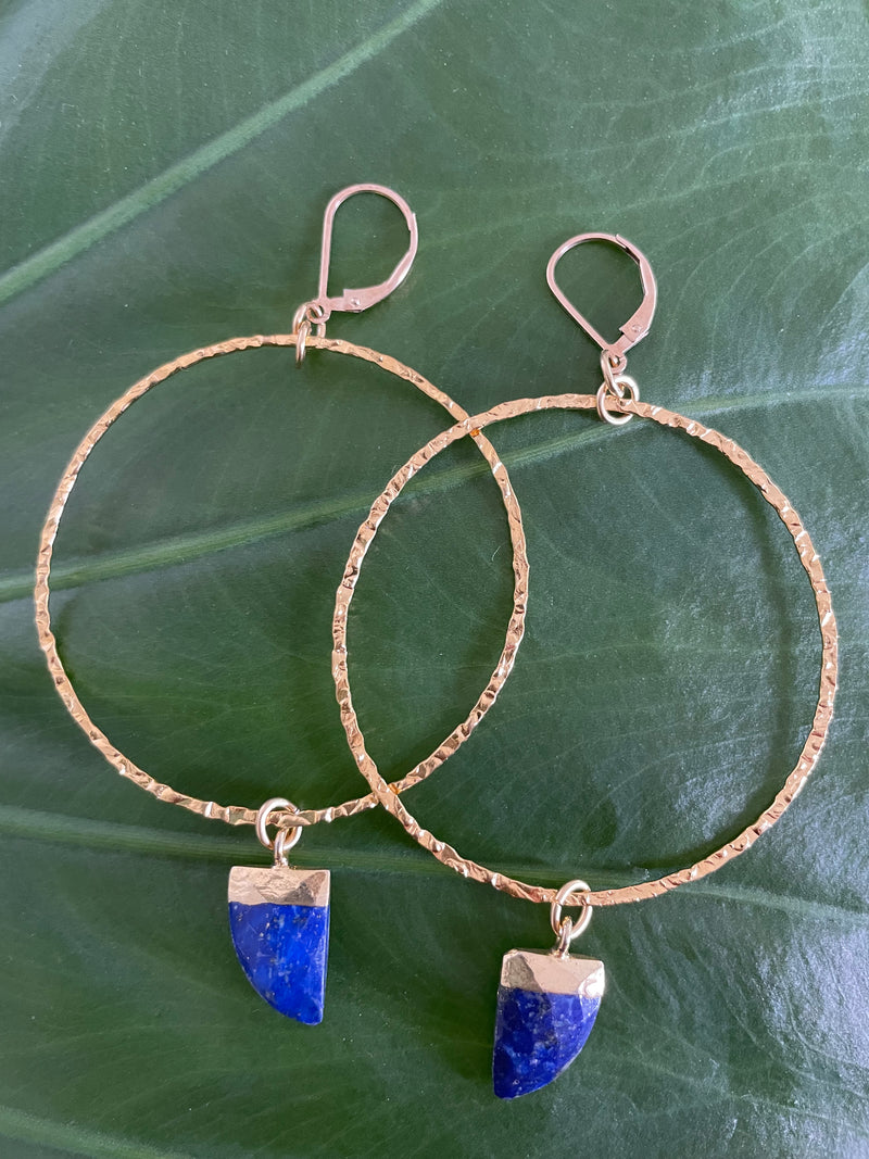 Blue Lapis Azuli Hoop Earrings