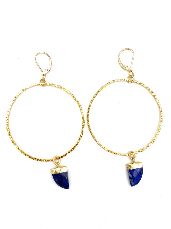 Blue Lapis Azuli Hoop Earrings