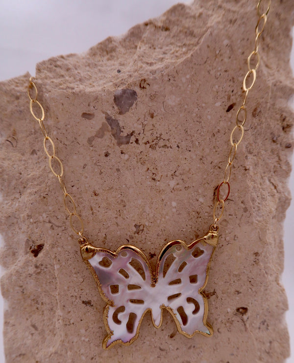 Mother Of Pearl Butterfly Necklace