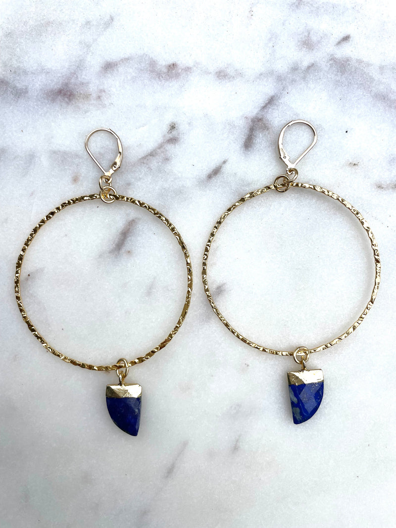 Blue Lapis Azuli Hoop Earrings