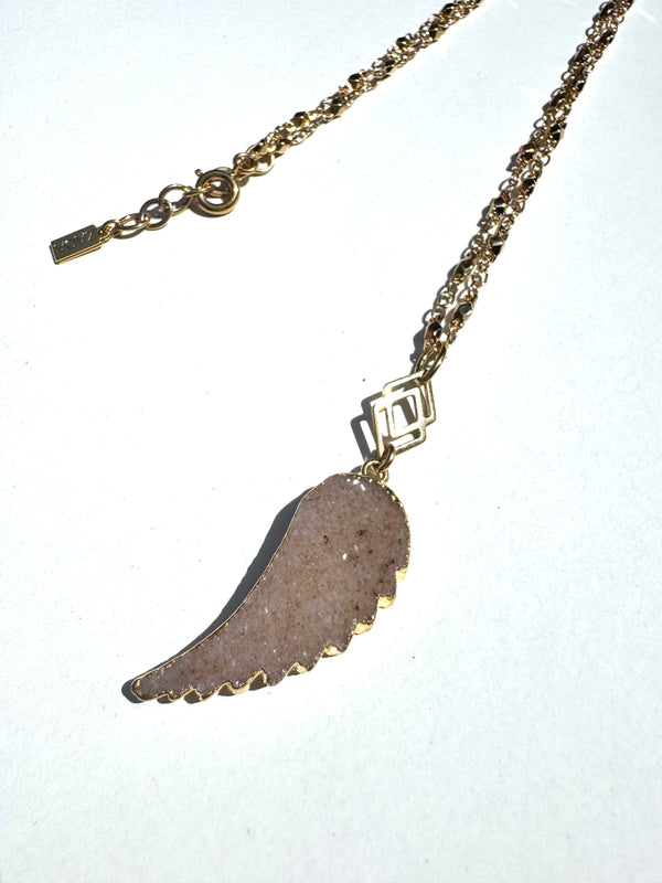 Agate Druzy Feather Necklace