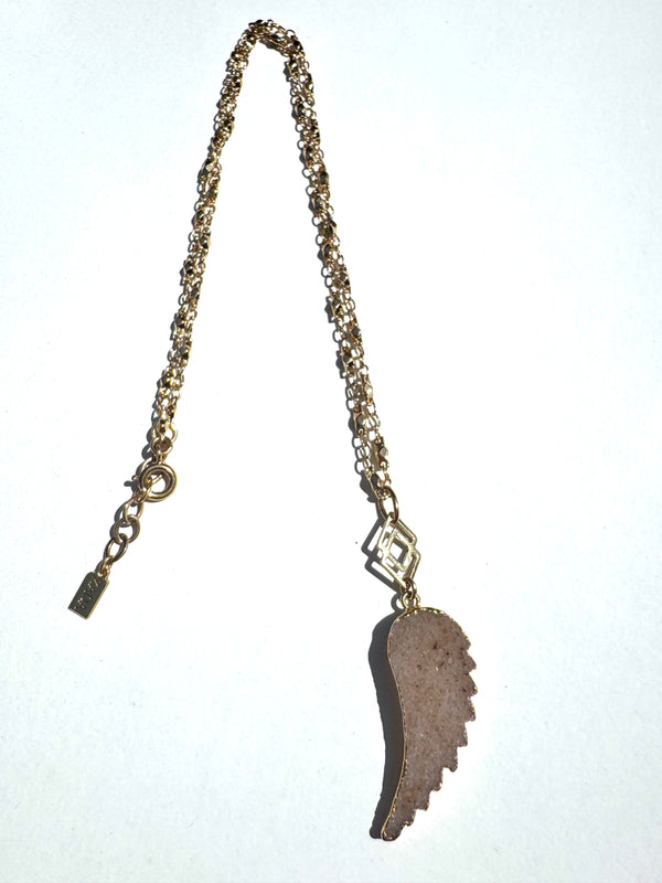 Agate Druzy Feather Necklace