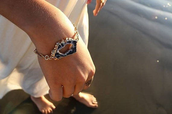 Sliced Agate Geode Bracelet