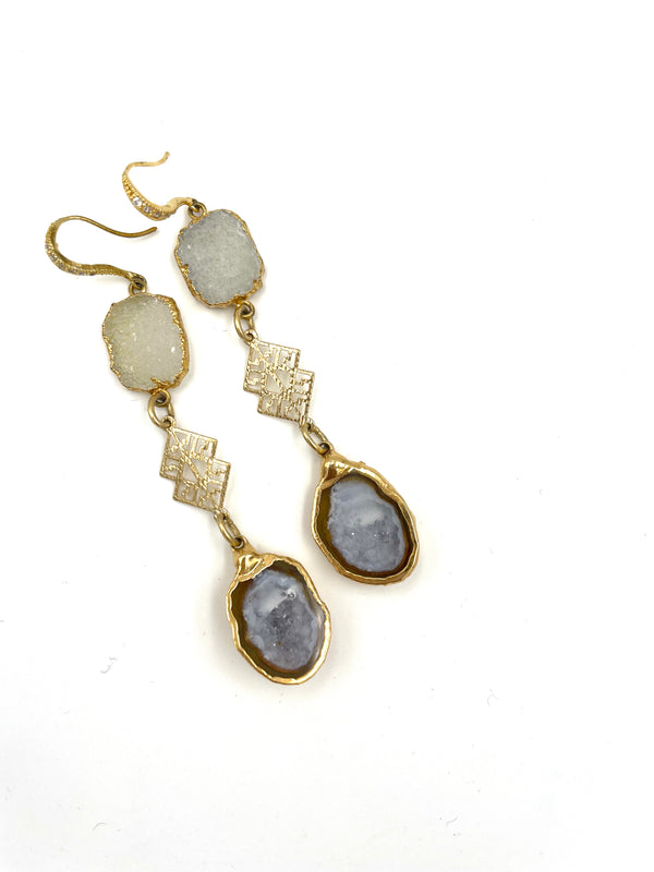 Sliced Agate Geode Earrings