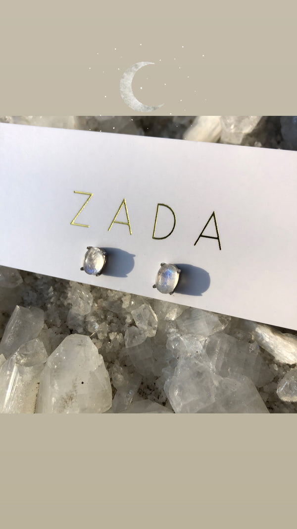 Rainbow Moonstone Studs