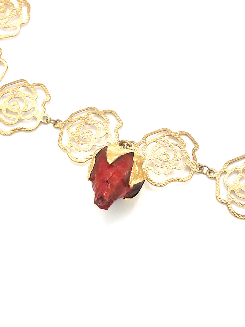 Rose Choker with Real Rose Dipped in Gold